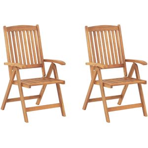 Beliani JAVA - Set of 2 Chairs - Lichte houtkleur - Acaciahout