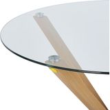 ALTURA - Ronde eettafel - Lichte houtkleur - 90 cm - Veiligheidsglas