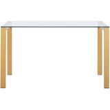 Eettafel transparant gehard glas tafelblad 130 x 80 cm licht hout poten Scandinavisch