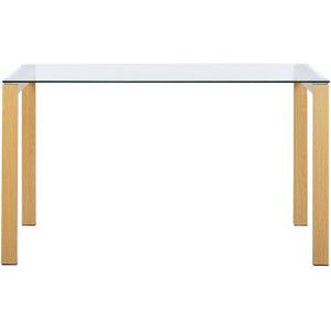 Beliani-TAVIRA-Eettafel-Lichte houtkleur-80 x 130 cm-Veiligheidsglas