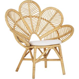 Tuinmeubelen Set licht houten schaduw ronde koffietafel met 2 rotan stoelen Balkon Terras Tuinmeubilair