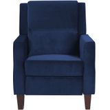 Beliani EGERSUND - Fauteuil - Blauw - Fluweel