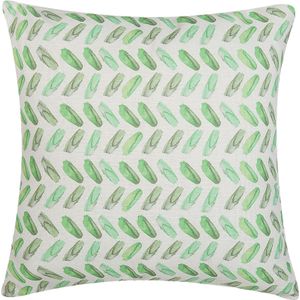 Decoratief kussen groen en wit geometrische print vierkant 45 x 45 cm moderne decoratieaccessoires