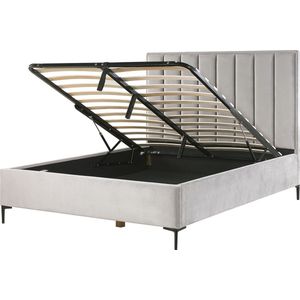 SEZANNE - Bed met opbergruimte - Lichtgrijs - 160 x 200 cm - Fluweel