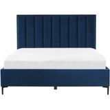 Gestoffeerd Bed Fluweelstof Blauw 180x200 cm met Opklapbare Bedlade voor Slaapkamer Tweepersoonsbed Huwelijksbed