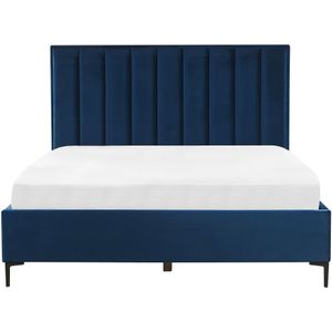 Gestoffeerd Bed Fluweelstof Blauw 180x200 cm met Opklapbare Bedlade voor Slaapkamer Tweepersoonsbed Huwelijksbed