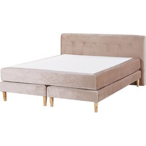 MARQUISE - Tweepersoons boxspring - Beige - 160 x 200 cm - Fluweel