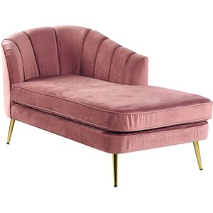 ALLIER - Chaise longue - Roze - Linkerzijde - Fluweel