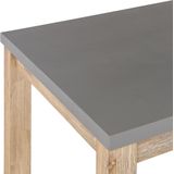Tuinset grijs vezelcement licht acaciahout 8-zits tafel 2 banken 2 krukken modern industrieel design