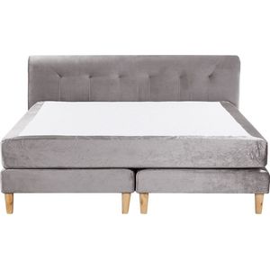 MARQUISE - Tweepersoons boxspring - Grijs - 180 x 200 cm - Fluweel