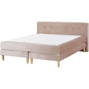 MARQUISE - Tweepersoons Boxspring - Beige - 180 X 200 cm - Fluweel