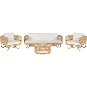 Beliani DOLCEDO / LIMNI - Loungeset voor 5 - Beige - Rotan