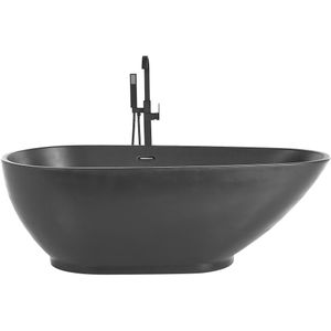 Vrijstaande badkuip zwart sanitair acryl 1730 x 820 mm ovaal modern design matte kleur