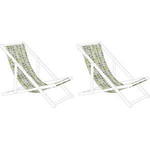 Set van 2 vervangende doeken ligstoel met grijs-geel polyester strandstoel