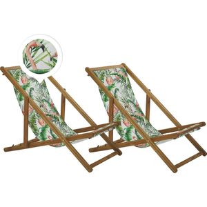 Beliani ANZIO  - Strandstoel set van 2 - Lichte houtkleur - Polyester