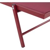 Ligstoel rood textiel aluminium frame verstelbare rugleuning met zwenkwielen 198 x 61 cm