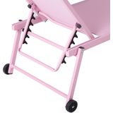 Ligstoel roze textiel aluminium frame verstelbare rugleuning met zwenkwielen 198 x 61 cm