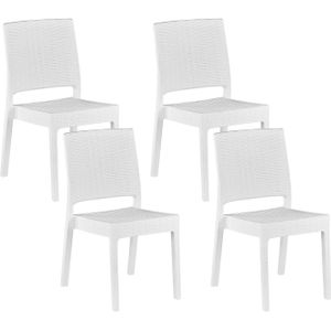 Tuinstoelen set van 4 wit kunststof wicker balkon terras tuinaccessoires moderne buitenmeubelen