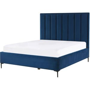 Beliani SEZANNE  - Bed met opbergruimte - Blauw - 140 x 200 cm - Fluweel