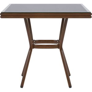 Beliani CASPRI  - Tuintafel - Donkere houtkleur/Zwart - 80 x 80 cm - Aluminium