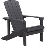 Tuinstoel met voetenbank donkergrijs synthetisch hout adirondack stoel brede armleuningen tuinmeubels lounge terras tuin