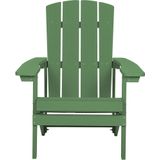 Tuinstoel met voetenbank groen synthetisch hout adirondack stoel brede armleuningen tuinmeubels lounge terras tuin