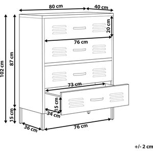 Beliani ENAGO - Commode - Rood - Staal