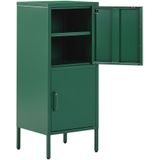 Hoge archiefkast groen chroomstaal 40x40x102 cm met 2 deuren 4 opbergvakken 2 handgrepen kantoor woonkamer slaapkamer badkamer hal