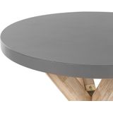 Tuintafel grijs betonlook tafelblad licht acaciahout poten 4 personen vierkant ø 90 cm
