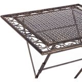 Balkontafel zwart verweerd ijzer inklapbaar vierkant 70 x 70 cm buiten UV- en roestbestendig franse retrostijl