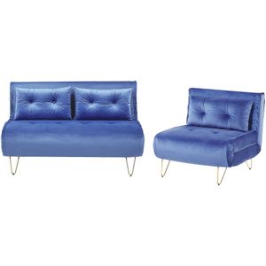 BELIANI VESTFOLD - Woonkamerset - Marineblauw - Fluweel