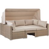 Beliani COCCOLIA - Loungeset voor 5 - Beige - PE rotan