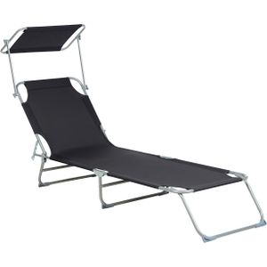 FOLIGNO - Strandstoel - Zwart - Polyester