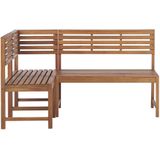 Balkonset acaciahout hoekbank lichte houtkleur 160 x 100 cm modulair klaptafel klein terrasbestendig