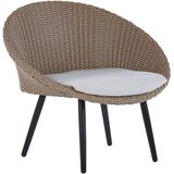 Balkonset naturel wicker 2-zits rotan stalen frame ronde tafel veiligheidsglas inclusief kussens cremewit terras buiten modern