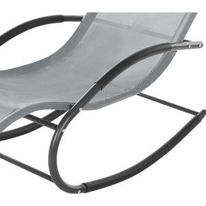 Tuinligstoel lichtgrijs staal polyester met armleuningen, hoofdsteun en schommelfunctie modern