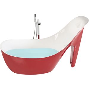 Vrijstaand bad rood wit sanitair acryl 180 x 80 cm schoen ontwerp moderne stijl