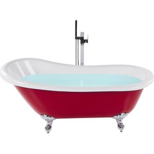 Bad rood sanitair acryl 170 x 76 cm vrijstaand bad op pootjes traditioneel retro design