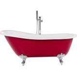 Bad rood sanitair acryl 153 x 77 cm vrijstaand bad op pootjes traditioneel retro design