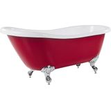 Bad rood sanitair acryl 153 x 77 cm vrijstaand bad op pootjes traditioneel retro design