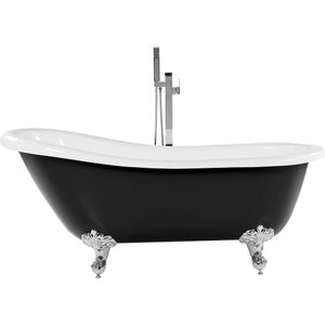 Bad zwart sanitair acryl 170 x 76 cm vrijstaand bad op pootjes traditioneel retro design