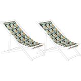 Beliani ANZIO/AVELLINO - Ligstoel doek set van 2 - Geometrisch - Polyester