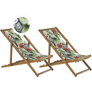 Beliani ANZIO  - Strandstoel set van 2 - Lichthout/Toekan - Polyester