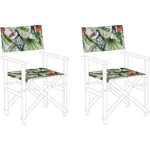Set van 2 Hoezen Tuinstoelen Vervanging Polyester Multicolour Toekanmotief Sling Rugleuning en Zitting
