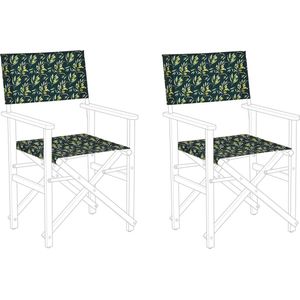 Set van 2 Hoezen Tuinstoelen Vervanging Polyester Multicolour Olijvenmotief Sling Rugleuning en Zitting