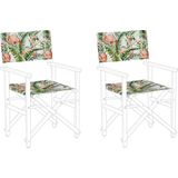Set van 2 Hoezen Tuinstoelen Vervanging Polyester Multicolour Flamingomotief Sling Rugleuning en Zitting