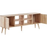 2 deurs TV standaard licht hout Rubberwood woonkamer kastopslag retro scandi-stijl