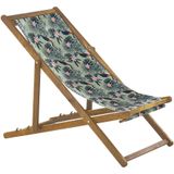 Set van 2 tuinstoelen licht acaciahout pelikaanmotief stof hangmat stoel