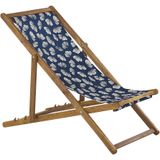 Beliani ANZIO  - Strandstoel set van 2 - Donkerblauw/Bloemen - Polyester