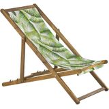 Beliani ANZIO  - Strandstoel set van 2 - Lichthout/Groen/Palm - Polyester